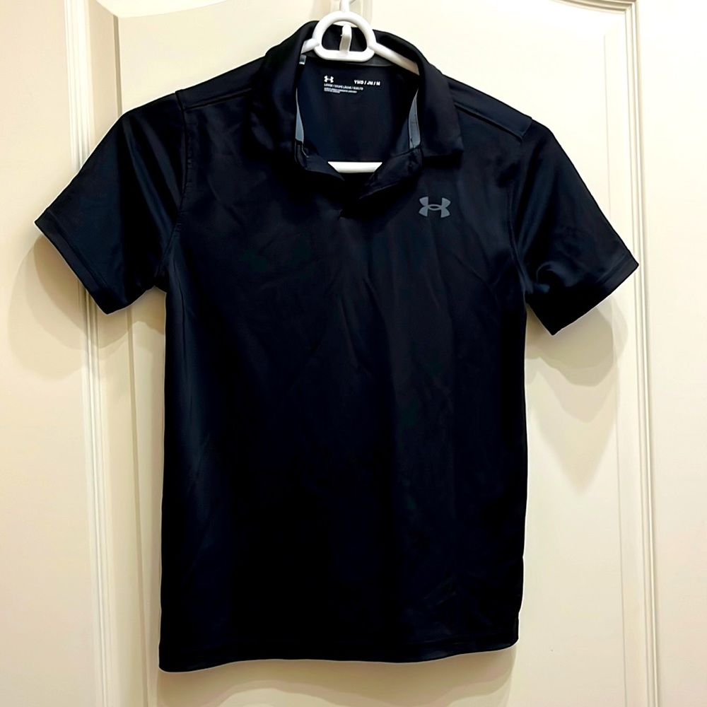 🇺🇸Boys under armor black polo shirt size youth medium